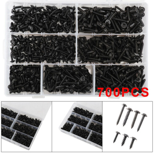 Assorted Box of Black Self Tapping Screws 700 Tappers DIY on OnBuy