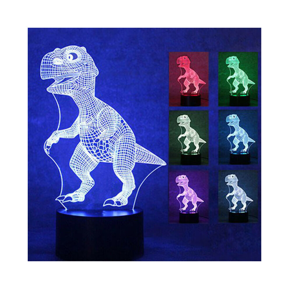 Color Changing Touch Switch Dinosaur Shape 3D Illusion LED Night Light Kids Gift