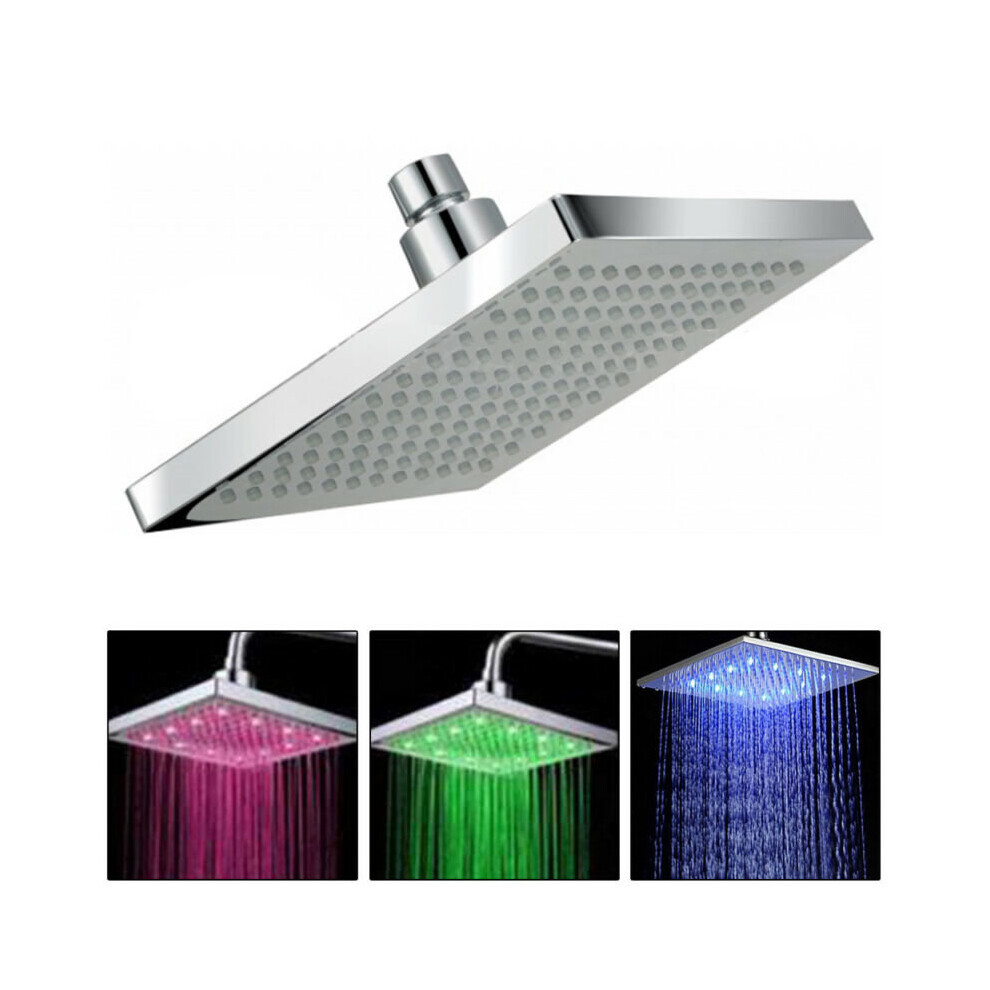 High Quality Chrome 8" LED Colour Changing Shower Head 12" Bathroom