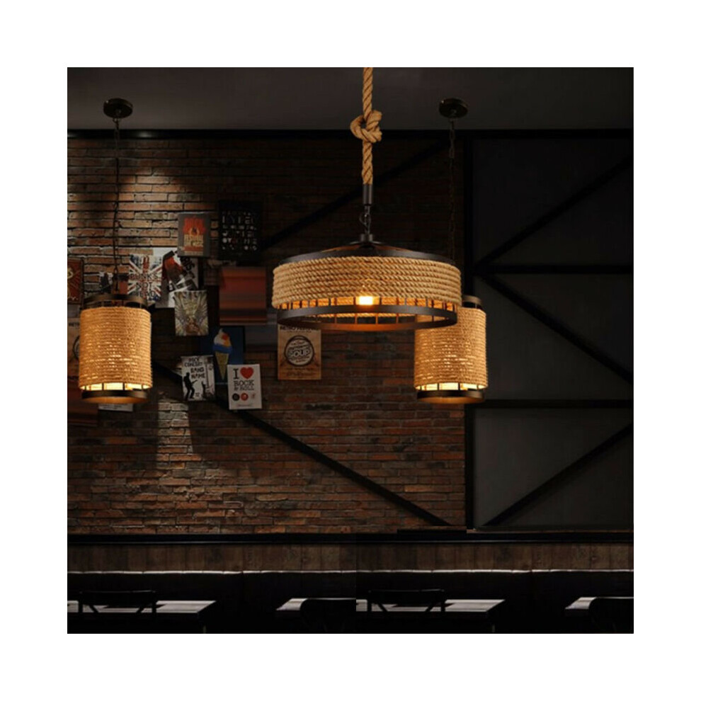 Large Chandelier Hemp Rope Coffee Ceiling Lamp Pendant Hotel Light