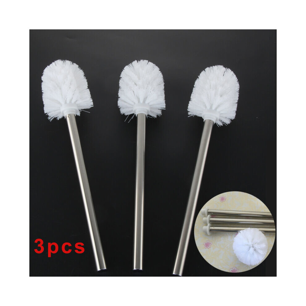 3Pcs Replacement Stainless Steel WC Bathroom Cleaning Toilet Brush Head Hold UK