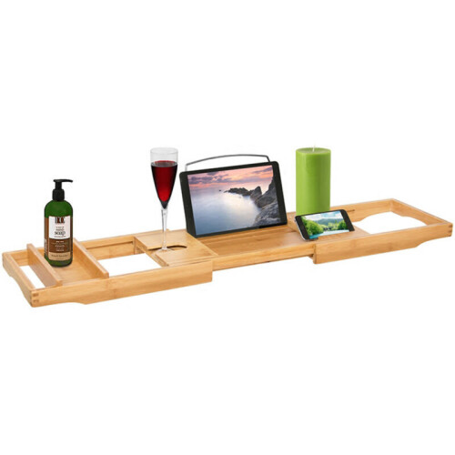 Extendable Natural Bamboo Bathtub Rack 2