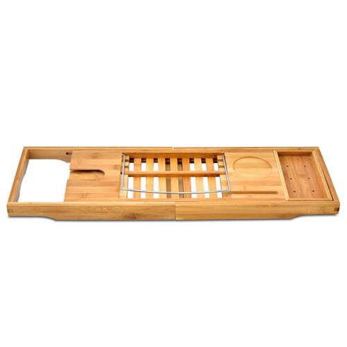 Extendable Natural Bamboo Bathtub Rack