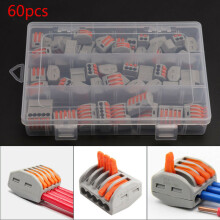60X Reusable Terminal Block Lever Home Connector Wire 2/3/5 Pole Cable Clamp Nut