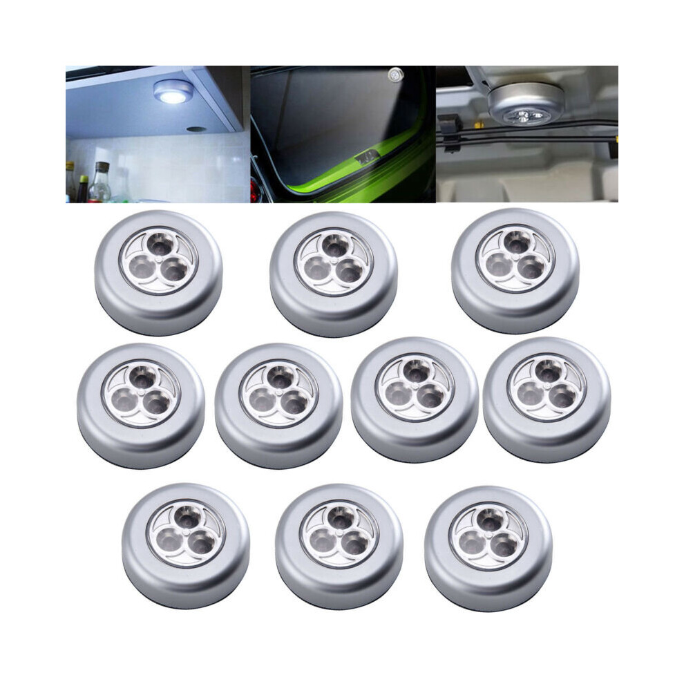 10x 3 LED Touch Self-adhesive Lamp Adhesive Long Life Battery Lamp