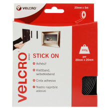 1 Pack - VELCRO® Brand VEL-EC60217 Stick On Tape 20mm x 5m - Black