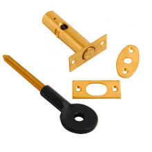 (Polished Brass Rack Bolt and Key) Door Rack Dead Bolt Sets with Spare Key
