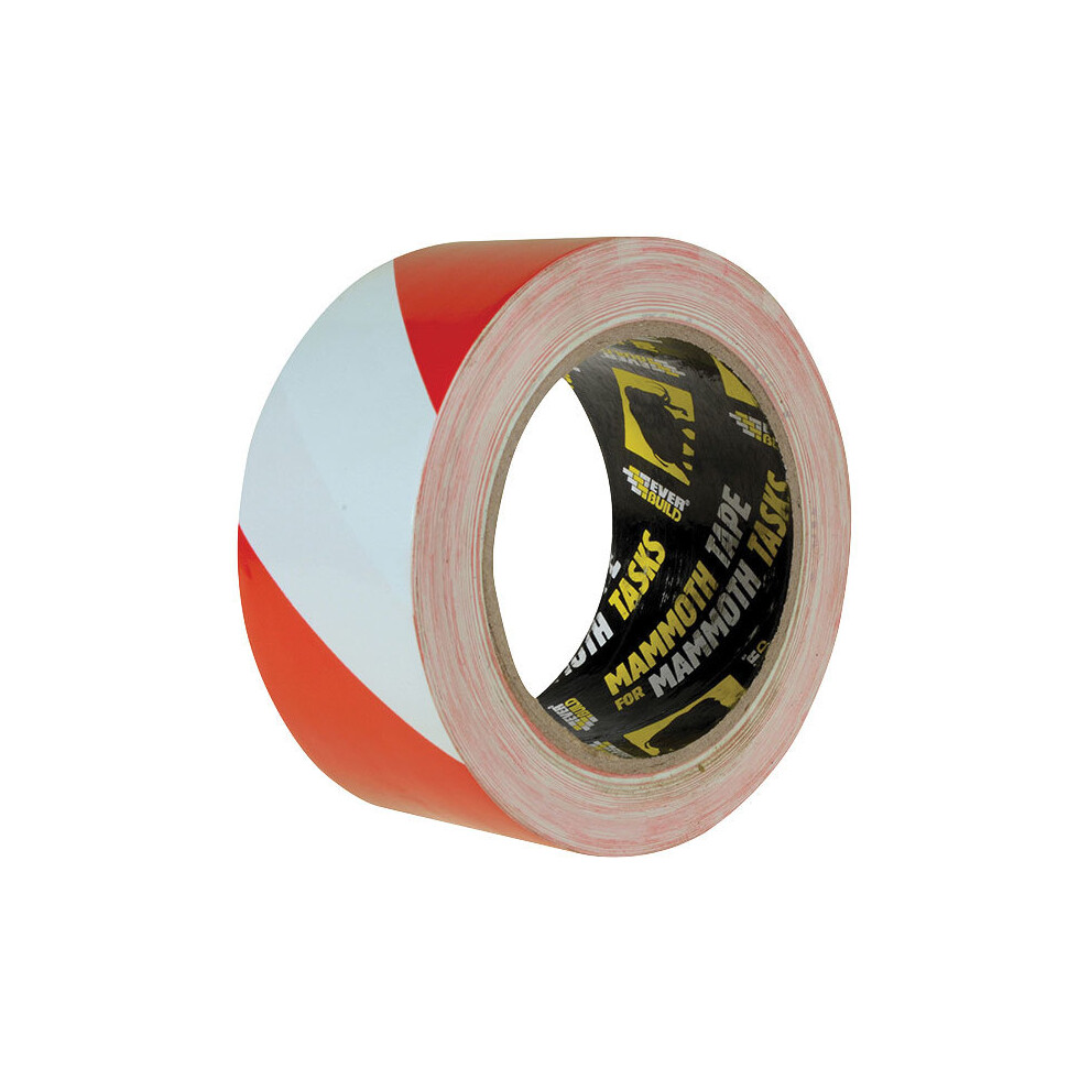 1 Pack - Everbuild 2HAZRD PVC Hazard Tape Red / White 50mm x 33m