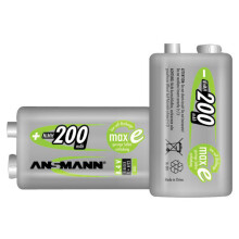 1 Pack - Ansmann 5035342 Rechargeable MaxE 9V PP3 Battery Block 200mAh Single Pack