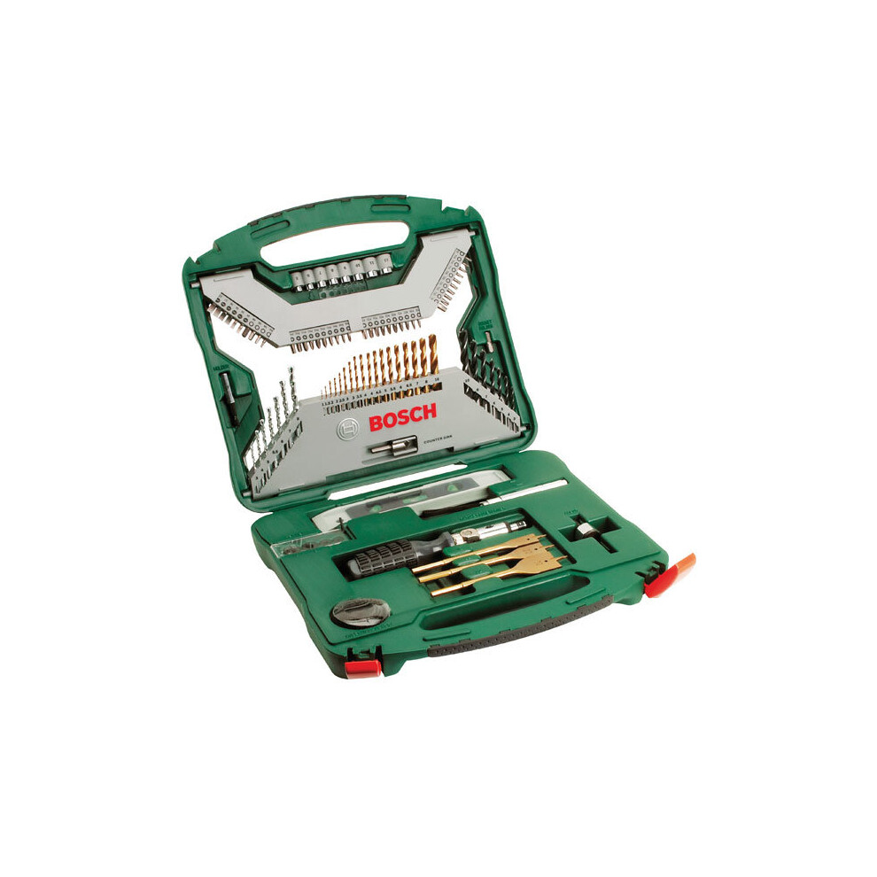 1 Pack - Bosch 2607019330 Titanium 100 Piece X-Line Drill & Screwdriver Bit Set + Acc