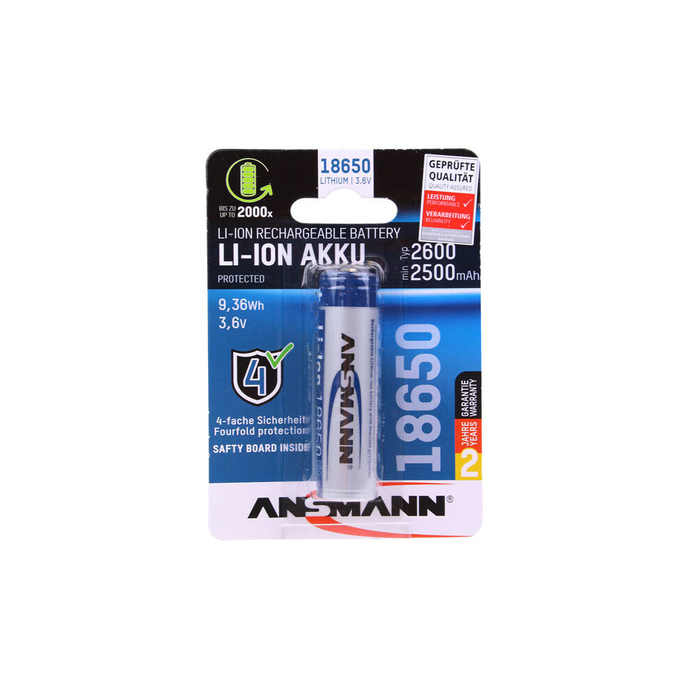 1 Pack - Ansmann 1307-0000 18650 Lithium-Ion Battery 4013674092437