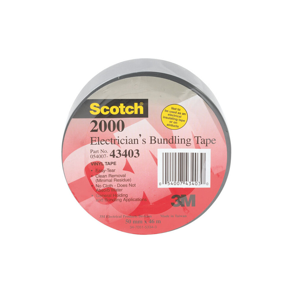 1 Pack - 3M Scotch 2000 Electricians Duct Tape 50mm x 46m