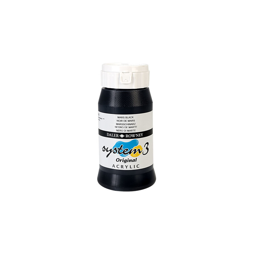 1 Pack - Daler Rowney System 3 Acrylic Paint Mars Black (500ml)