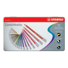 1 Pack - STABILO Tinned Art Products Carbothello Chalk Pastel Coloured Pencils 12 shades