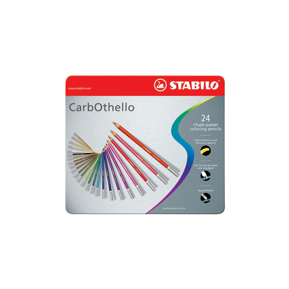 1 Pack - STABILO Tinned Art Products Carbothello Chalk Pastel Coloured Pencils 24 shades