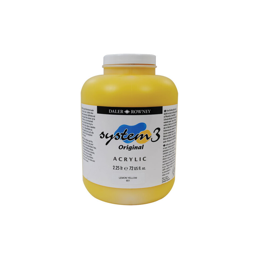 1 Pack - Daler Rowney System 3 Acrylic Paint Lemon Yellow 2.25L