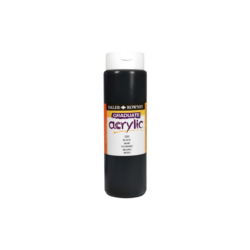 1 Pack - Daler Rowney 123500026 Graduate Acrylic Paint 500ml Black