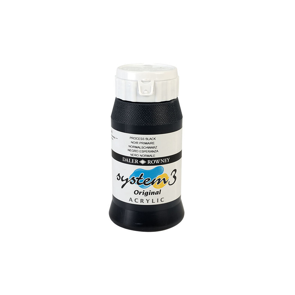 1 Pack - Daler Rowney System 3 Original Acrylic Paint 500ml Process Black