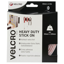 1 Pack - VELCRO® Brand VEL-EC60246 Heavy Duty Stick On Tape 50mm x 2.5m - White