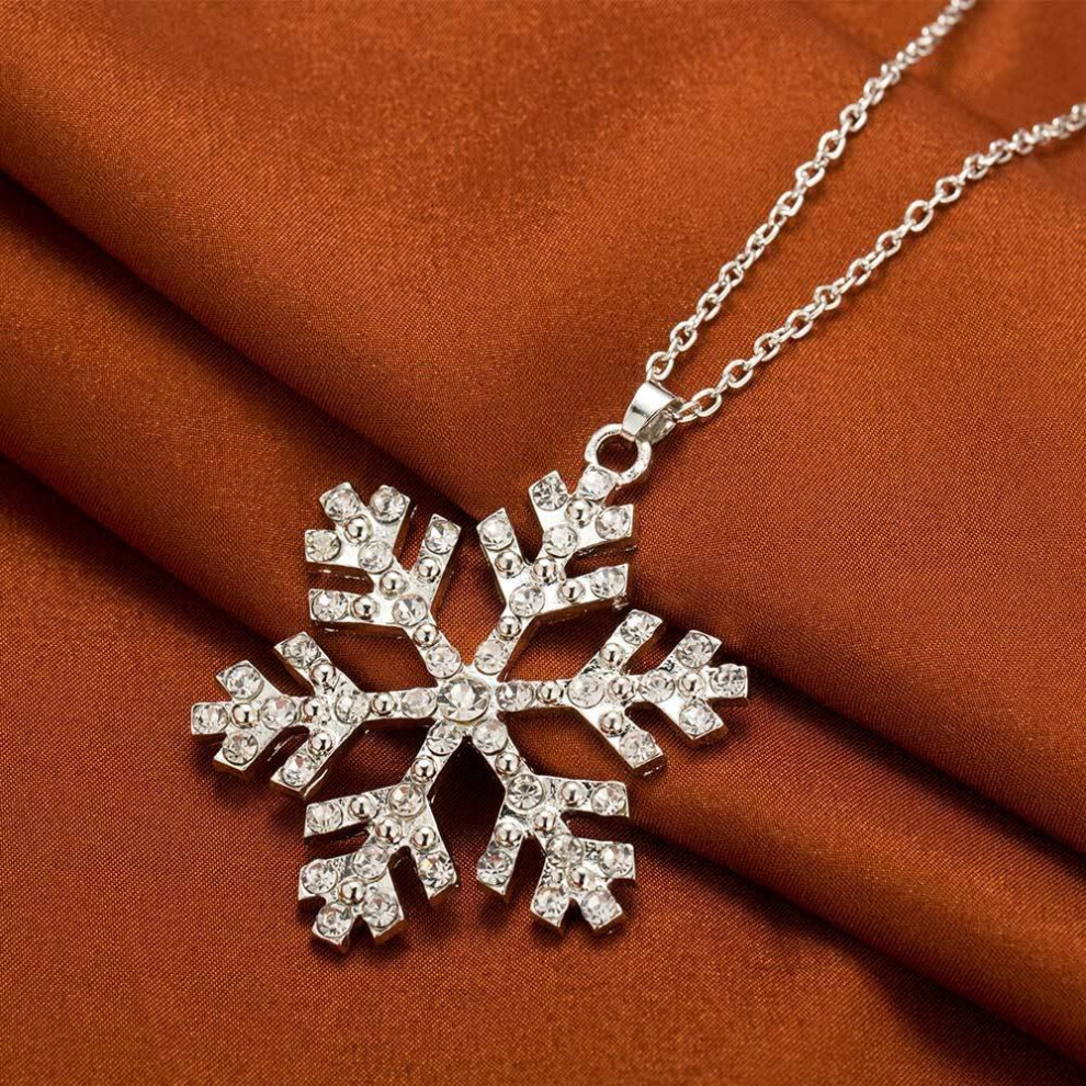 FAMSHIN New Year Christmas Gift Fashion Luxury Shiny rhinestone Snowflake Necklace Pendants Chain long necklace jewelry women