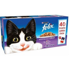 Felix Mixed Selection Complete Wet Cat Food in Jelly - Beef, Chicken, Tuna & Salmon Variety Pack