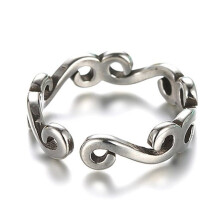 Vintage 925 sterling-silver-jewelry Classical Greek Totem Black Opening Rings Crown Thai Silver Jewelry Women anel 16mm S-R05
