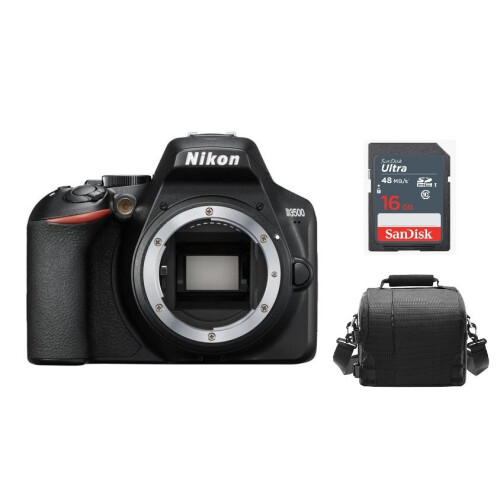 Nikon NIKON D3500 Μαύρο Σώμα + Τσάντα Κάμερας + Κάρτα μνήμης SD 16GB