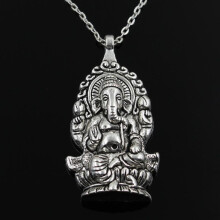 new fashion Ganesha buddha elephant Pendants round cross chain short long Mens Womens silver  necklace Jewelry Gift
