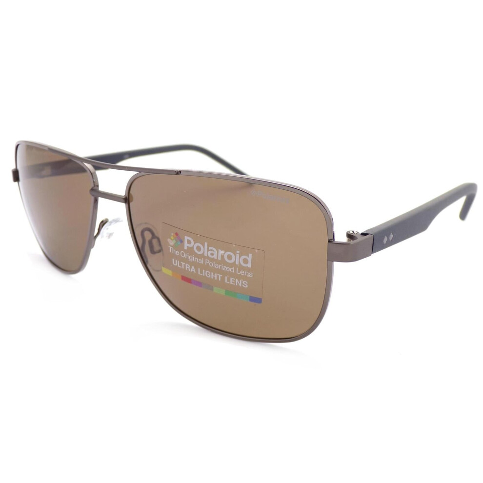 (Dark Ruthenium/ Blue) POLAROID Men's Square Polarized Sunglasses PLD2042