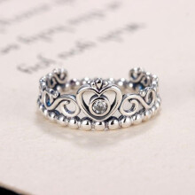 HOMOD Silver Color My Princess Queen Crown Engagement Pandora Ring with Clear CZ Women Jewelry Xmas Gift
