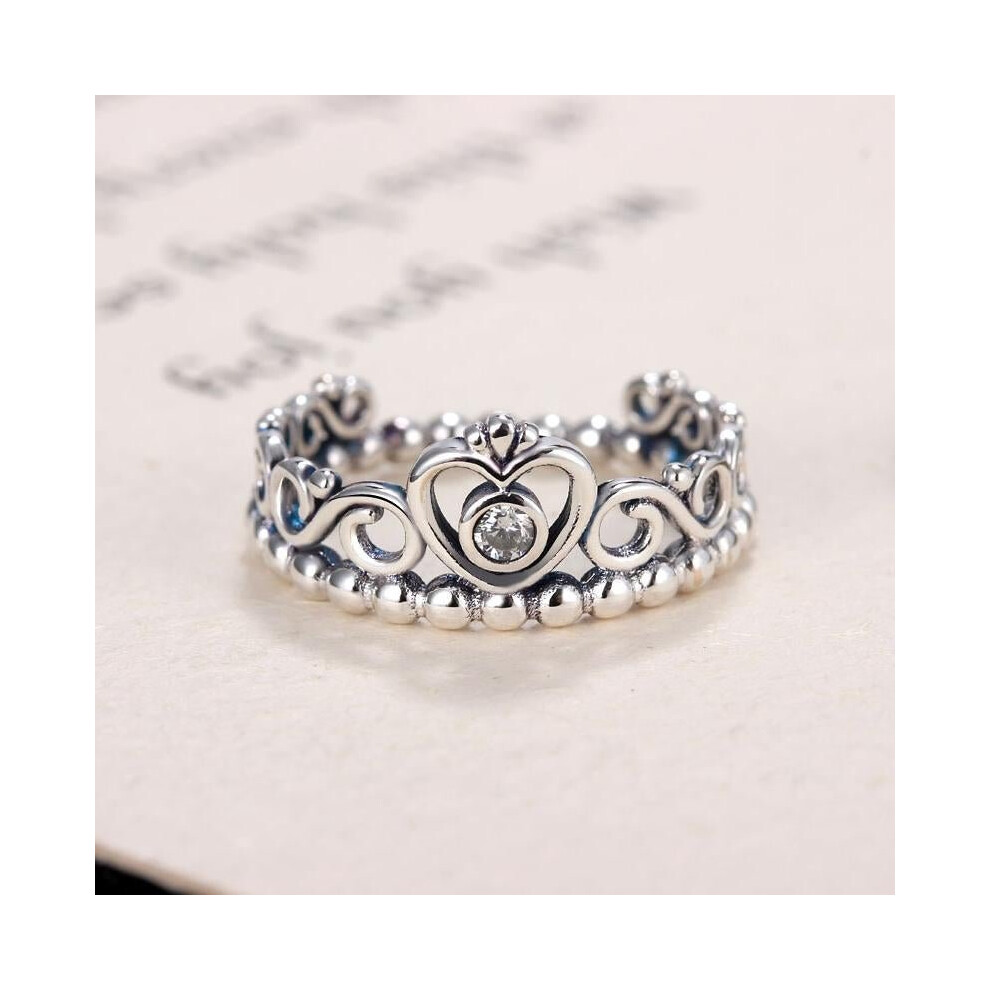 HOMOD Silver Color My Princess Queen Crown Engagement Pandora Ring with Clear CZ Women Jewelry Xmas Gift
