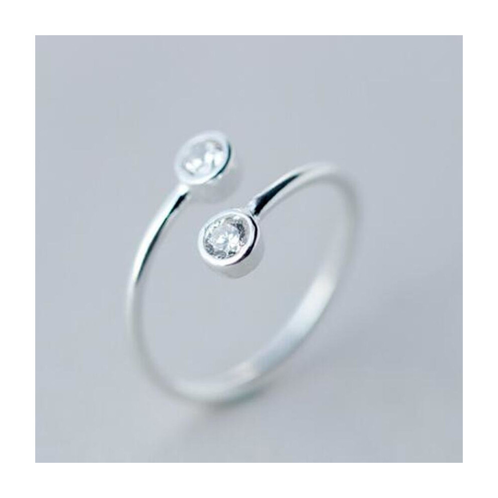 QIMING 925 Sterling Silver Crystal Ring For Women Wholesale Fine Jewelry Adjustable Double Rounds CZ Ring Open Midi Toe Rings