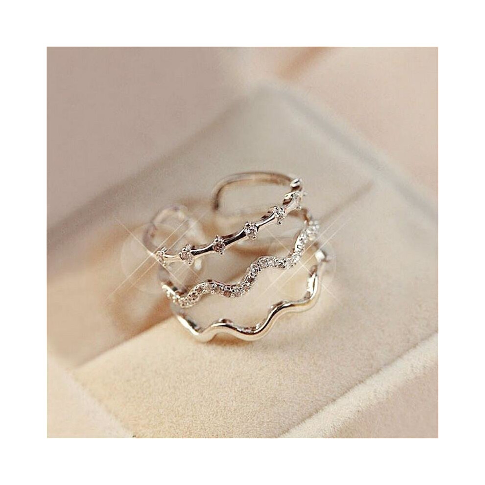 Micro Pave Zircon Open Adjustable Rings For Women Bijoux New Fashion Multilayer Wave Jewelry Accessories-image-OPC-P52N7CK-NEW