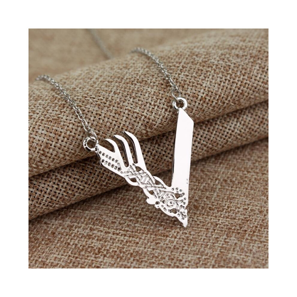 MQCHUN Jewelry Tv Series Vikings Icon Necklace Vikings \'V\'Logo Pendant Ragnar Lodbrok Men Women Birthday Christmas Party Gift