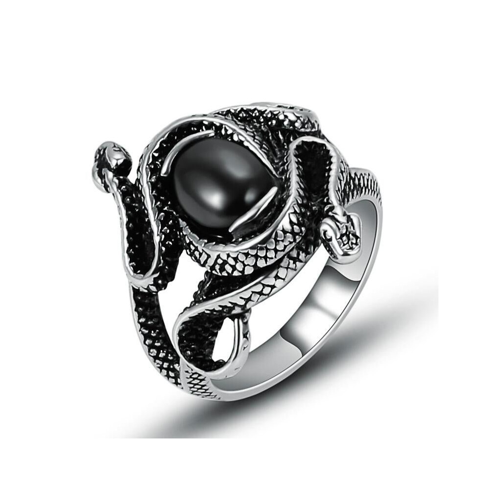 Fashion Stainless Steel Black/Red Cubic Zirconia Rings For Women And Men Double Snake Design CZ Ring Antique Jewelry (A149-150)-image-OPC-P52N8RC-NEW