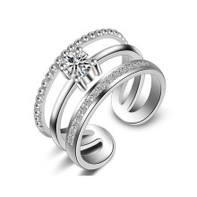 Classic Open Engagement Ring Midi Finger Crystals From Swarovski Adjustable Rose Gold Color Arrow lover Wedding Ring for women