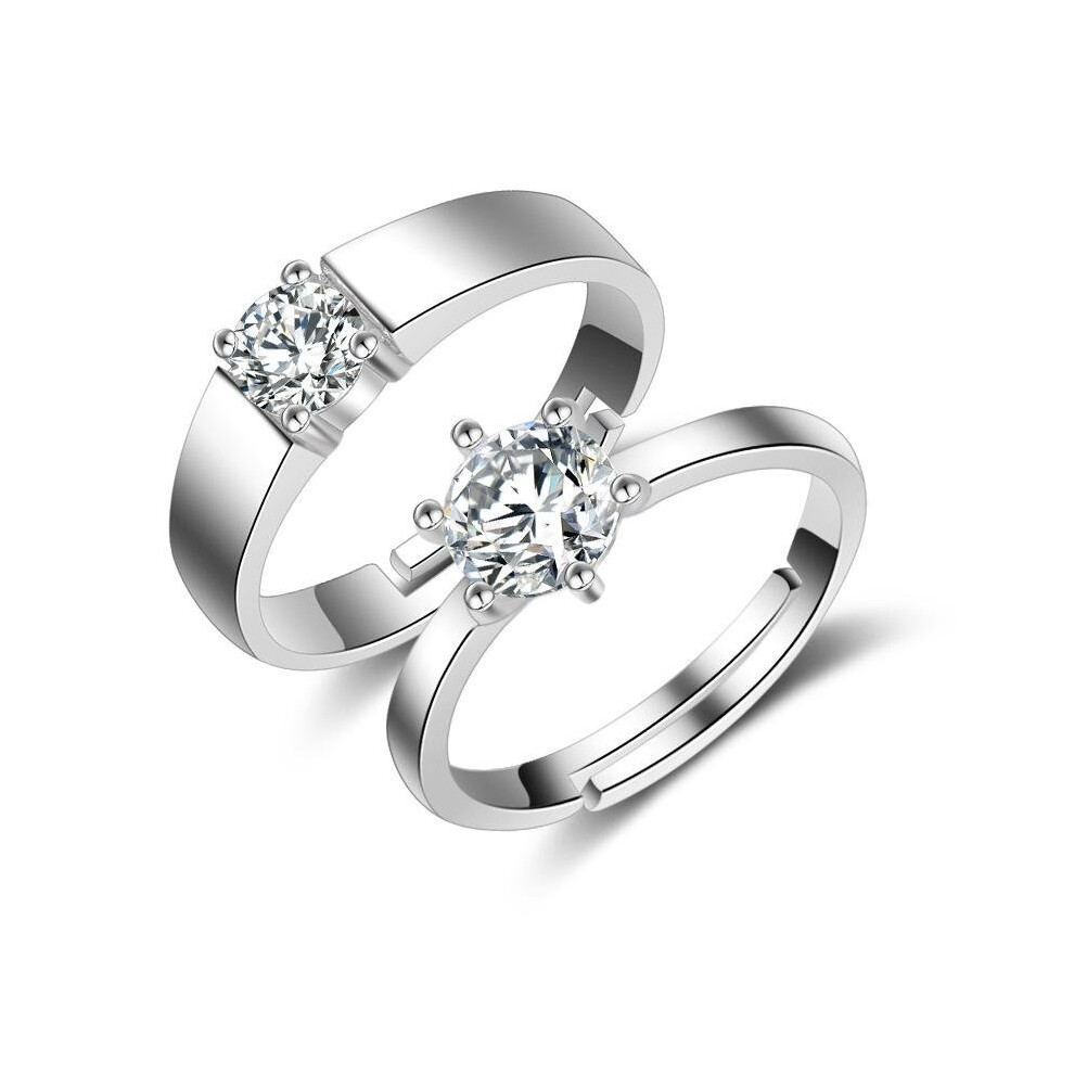 JEXXI Big Promotion Fashion Silver Cubic Zircon Crystal Wedding Engagement Open Adjustable Rings For Woman And Man Jewellery-image-OPC-P52N8NJ-NEW