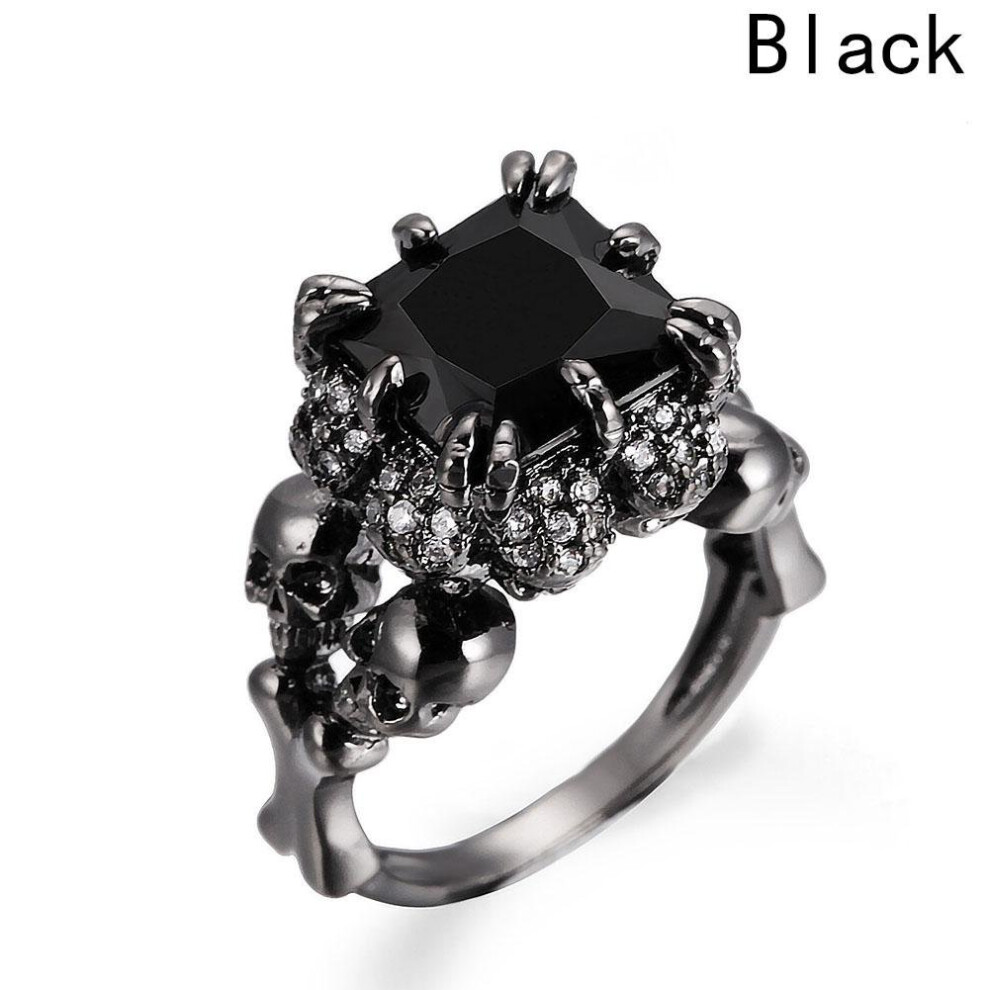 Skull Jewelry Women Fashion Engagement Ring Black AAA Zircon Cz Black Gold Filled Wedding Band Ring Gift
