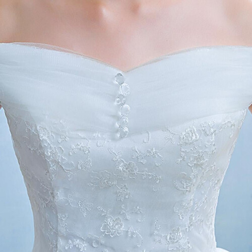 Boat Neck White Bridal Gowns Princess Lace Up Sex Romantic Wedding