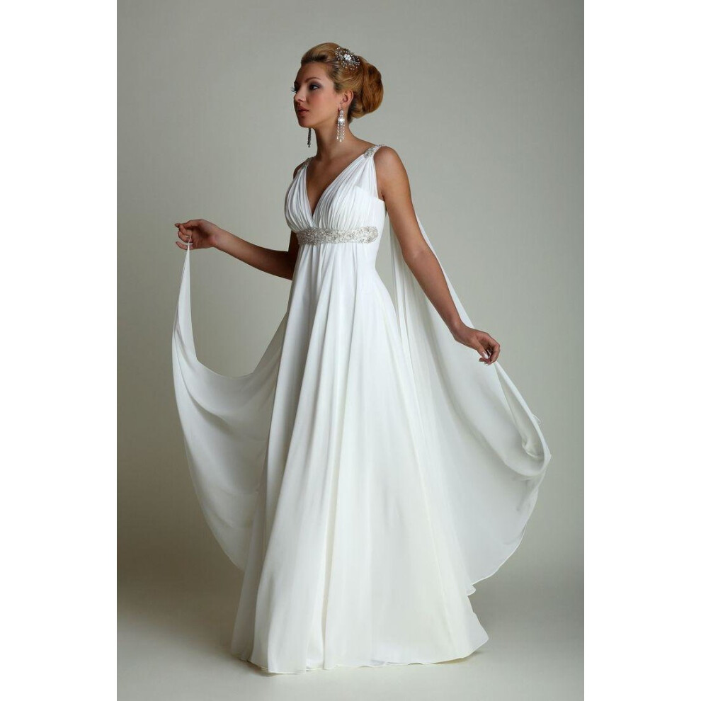 Greek Style Wedding Dresses with Watteau Train 2017 V-neck Long