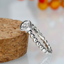 HOMOD Elegant Glass Silver Color Pandora Rings Poetic Droplet Clear CZ Finger Ring for Women Fashion Wedding Jewelry