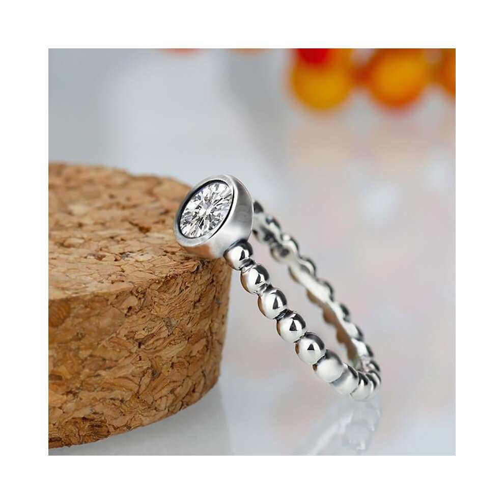 HOMOD Elegant Glass Silver Color Pandora Rings Poetic Droplet Clear CZ Finger Ring for Women Fashion Wedding Jewelry