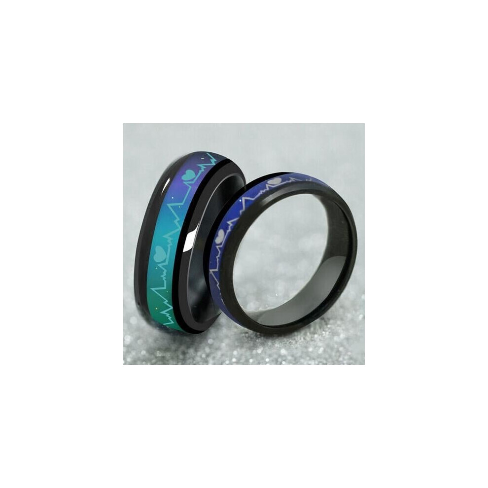 MeMolissa Fashion Titanium Black Mood Rings Temperature Emotion Feeling Engagement Rings Women Men Promise Rings For Couple