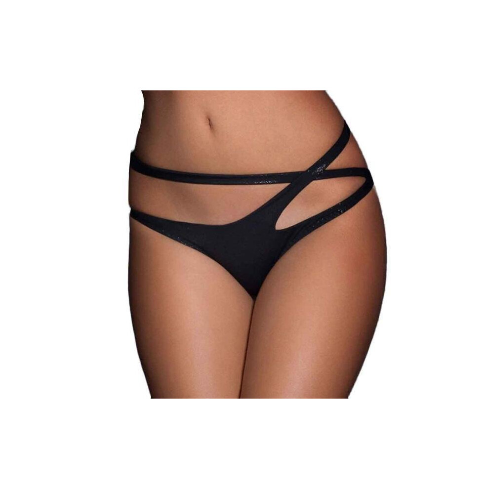 Black Women Bandage Open Crotch Crotchless Panties Thong V-String Lingerie Underwear