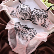 New Transparent Sexy Bra Set Seamless Push Up Bra Panty Small Chest Women Underwear Sets Embroidery Lace Girls Lingerie Set