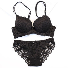 New Sexy Underwear Women Bra Set Lace Flower Lingerie Set Cute Bowknot Vintage Full Embroidery Push Up Bra And Panty Set