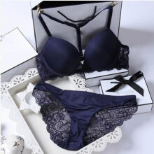 Women French High-end Brand Bra Set Intimates Y-line Gather Straps Sexy Bra Front Closure Bra Set + Streakline Hollow Out Pantie