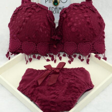Women Underwear Set Cotton Bra Panty Set Brand Embroidery Tassel Sexy Lingerie Brassiere Sets Push Up bra brief sets