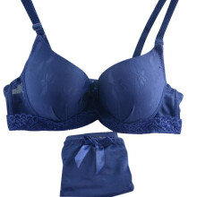 Sexy Womens  Underwear Satin Print Bow Lace Embroidery Bra Push Up Sets/Panties Cup size B 32 34 36 Lady