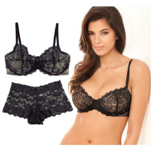 Women Bra Setes Sexy bra Underwire unlined Cup Lace Bra Brief Sets Lace Panties plus size 30 32 34 36 38 C D DD DDD E F  NO.7607